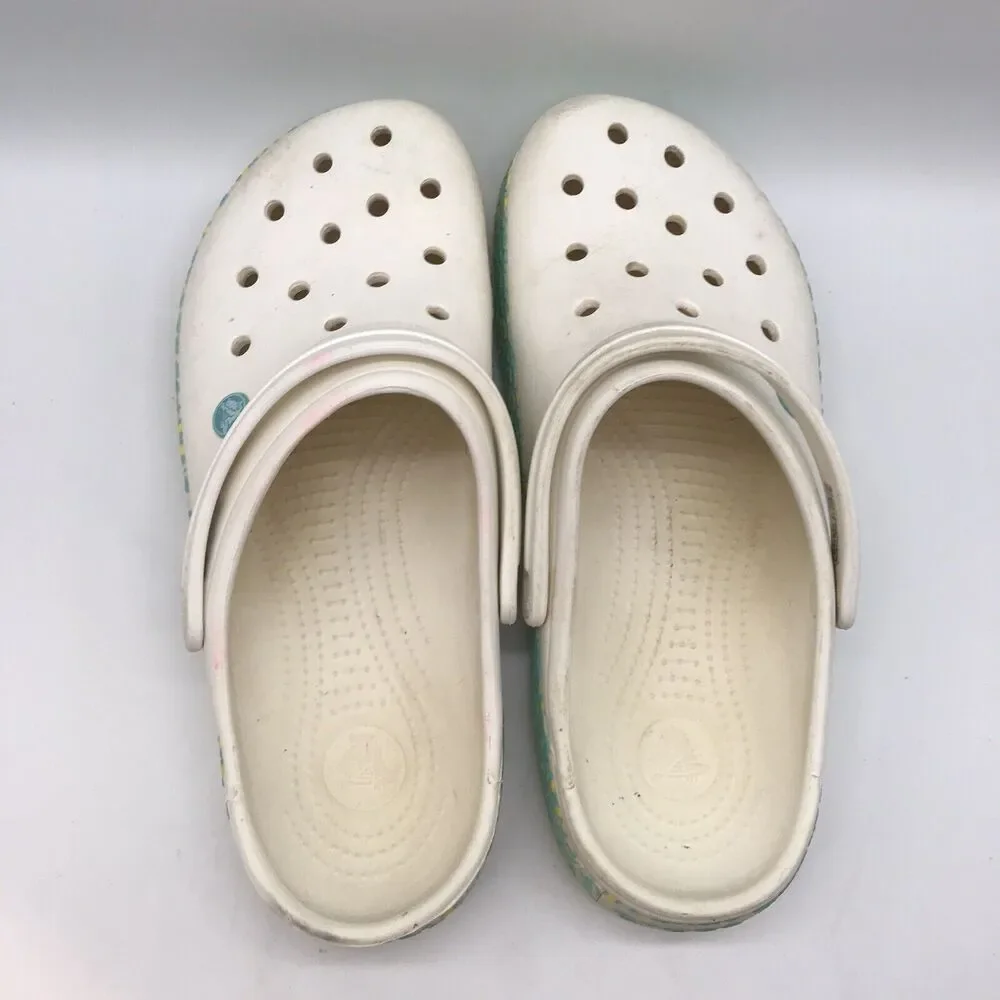 Crocs Platform Clogs White Men's 11 Nurse Medical Work Shoes No Vent Back Strap